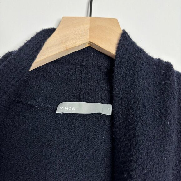 VINCE Italian Wool Striped Cardigan Navy - Picture 7 of 8